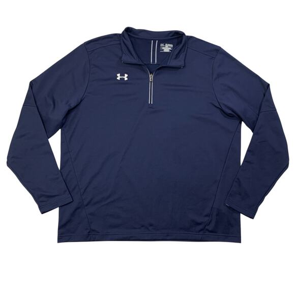 Under Armour Shirt Mens 2XL Navy Loose Qualifier Lightweight Long Sleeve Fleece - Picture 1 of 15